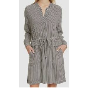 Equipment Black and White Striped Shirt Dress